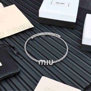 Authentic Miu Miu Crystal Logo Bangle Bracelet